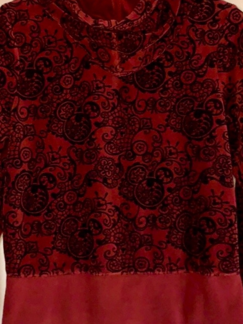 Disney Hidden Mickey Burgundy Red Velour Zip Hoodie with Hood - Picture 3 of 5